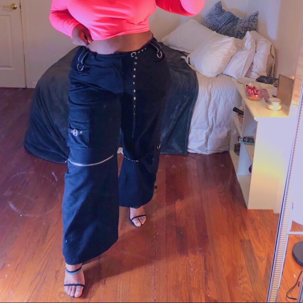 Retro black baggy pants